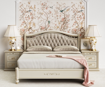 American Style Simple European Style Double Bed-ID:212955978