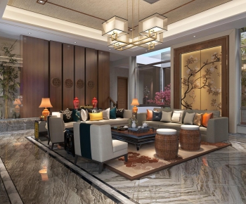 New Chinese Style A Living Room-ID:750538485