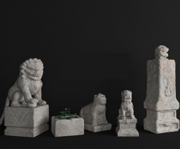 新中式石狮子雕塑-ID:227238222