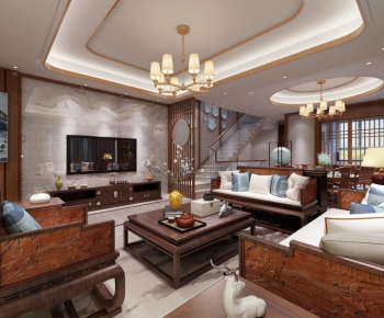New Chinese Style A Living Room-ID:133629453