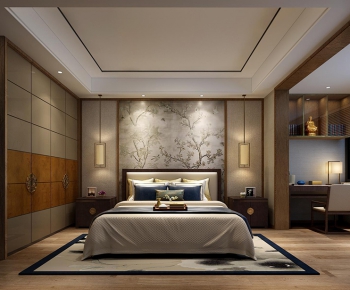 Modern New Chinese Style Bedroom-ID:620422542