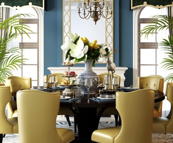 American Style Simple European Style Dining Room-ID:988513828