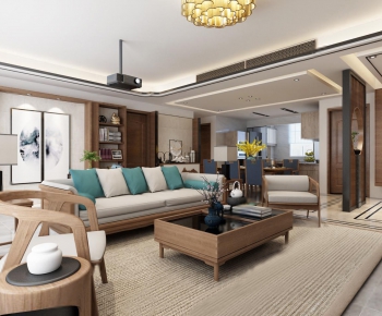 New Chinese Style A Living Room-ID:697772925