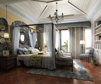 American Style Mediterranean Style Bedroom-ID:520944867