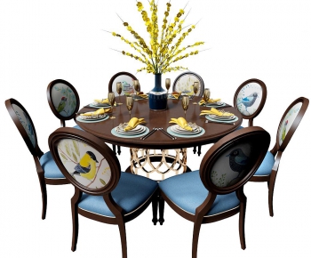 American Style Dining Table And Chairs-ID:153342988
