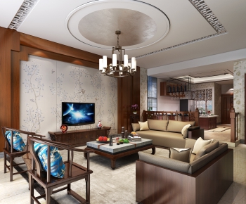 New Chinese Style A Living Room-ID:905536664