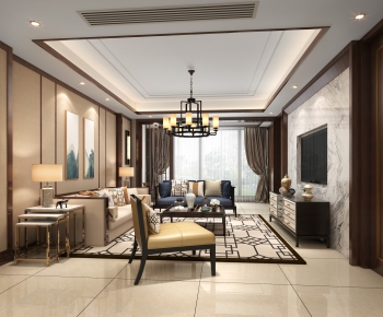New Chinese Style A Living Room-ID:880264113