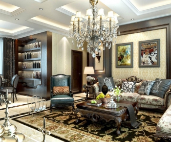 American Style New Classical Style A Living Room-ID:191064592