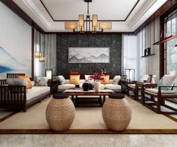 New Chinese Style A Living Room-ID:579041522