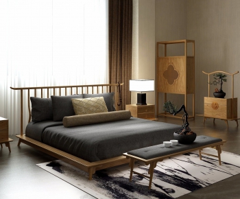 New Chinese Style Double Bed-ID:145928367