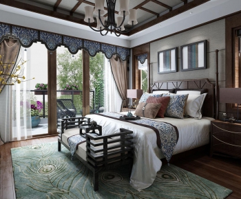 Southeast Asian Style New Chinese Style Bedroom-ID:538450512