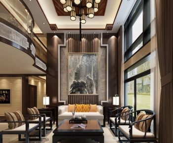 New Chinese Style A Living Room-ID:904298723