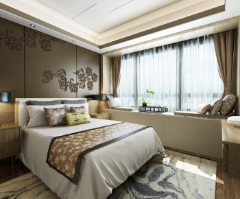 Modern New Chinese Style Bedroom-ID:614360312