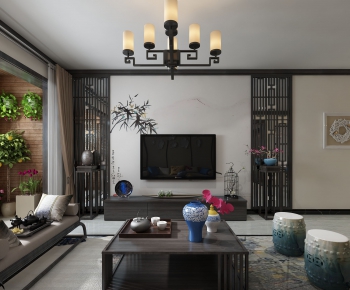 New Chinese Style A Living Room-ID:826889616