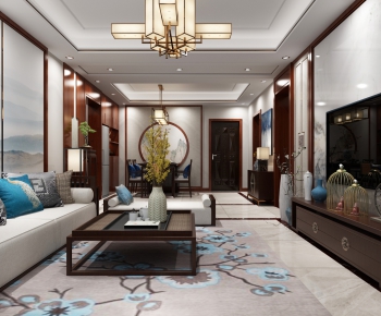 New Chinese Style A Living Room-ID:123749674