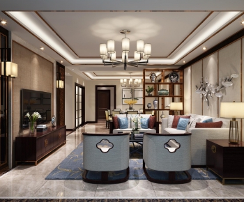 New Chinese Style A Living Room-ID:588079369