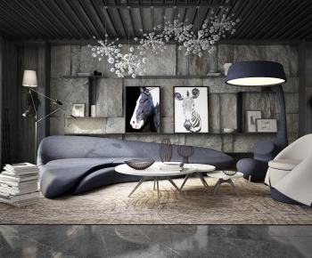 Modern Industrial Style A Living Room-ID:341101636