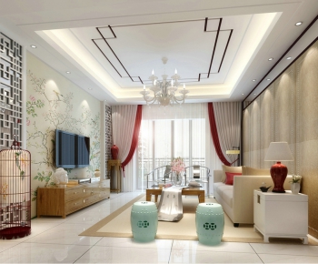 New Chinese Style A Living Room-ID:560816191