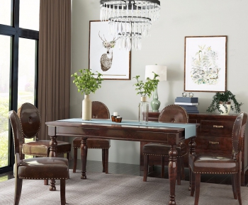 American Style Dining Table And Chairs-ID:140098147