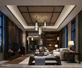 New Chinese Style A Living Room-ID:460846585