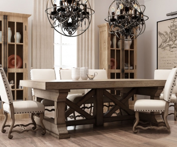American Style Country Style Dining Table And Chairs-ID:142336295