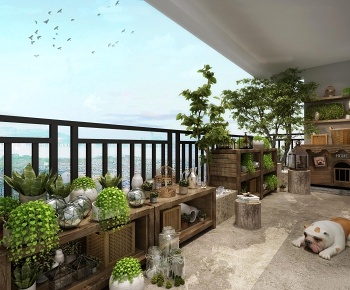 美式田园阳台绿植盆栽狗窝-id:72359