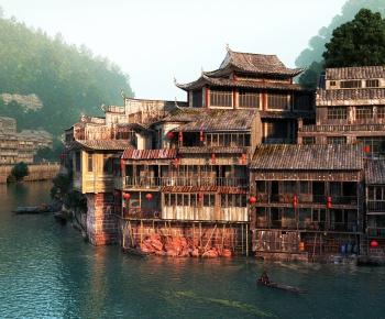 Chinese Style Ancient Architectural Buildings-ID:611755264