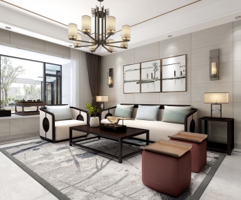 New Chinese Style A Living Room-ID:212440982