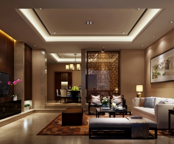 New Chinese Style A Living Room-ID:504795881