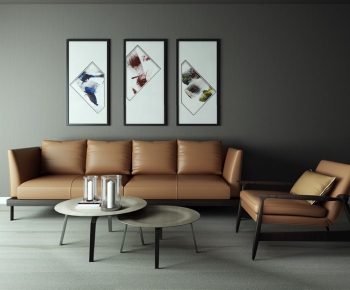 现代北欧三人沙发挂画茶几-ID:785948978