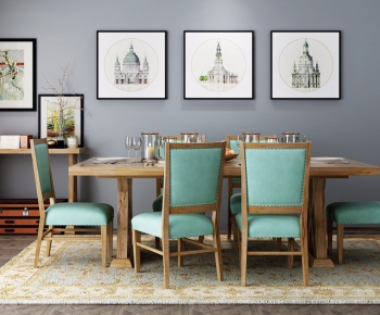 American Style Dining Table And Chairs-ID:457472153