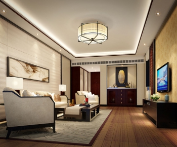 New Chinese Style A Living Room-ID:423477722