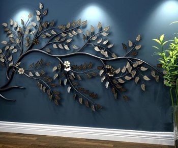 现代树枝树叶立体墙饰3D模型
