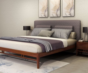 Modern New Chinese Style Double Bed-ID:944104922