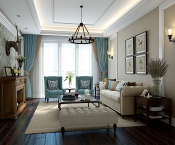 American Style Simple European Style A Living Room-ID:340553845