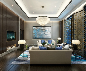 New Chinese Style A Living Room-ID:645051178