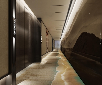 New Chinese Style Corridor Elevator Hall-ID:411962193