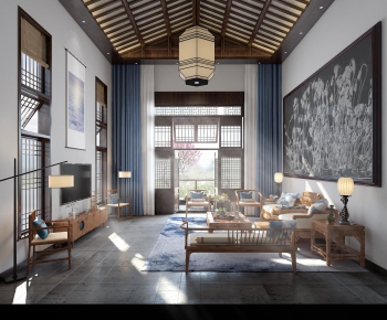 New Chinese Style A Living Room-ID:186216235