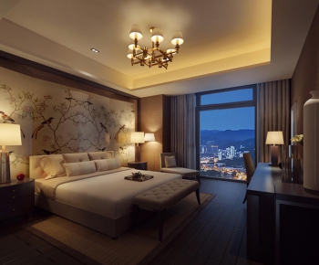 Modern New Chinese Style Bedroom-ID:676377753