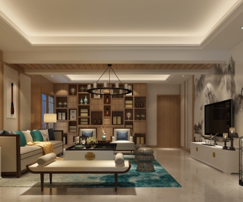 New Chinese Style A Living Room-ID:246680151