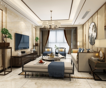 New Chinese Style A Living Room-ID:523219588