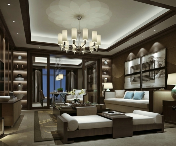 New Chinese Style A Living Room-ID:534787956