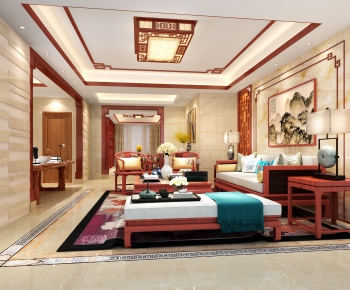 Chinese Style A Living Room-ID:740844128