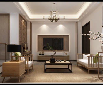 New Chinese Style A Living Room-ID:143216369