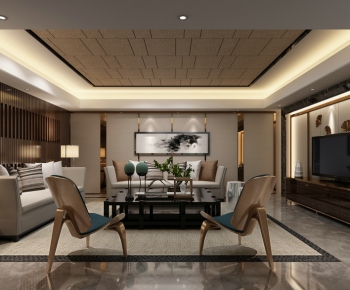 New Chinese Style A Living Room-ID:522318719