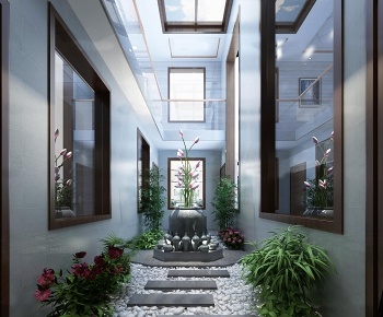 新中式天井走廊庭院/景观-id:60425