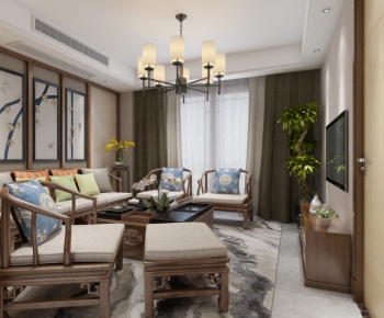 New Chinese Style A Living Room-ID:472295566