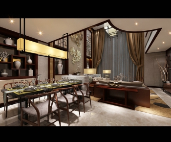 New Chinese Style A Living Room-ID:965271157