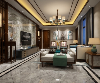 New Chinese Style A Living Room-ID:893104222