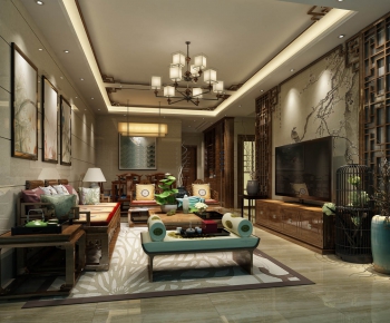 Chinese Style A Living Room-ID:526620976